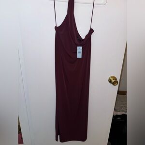 NWT dark purple Ann Taylor one shoulder dress, small petite